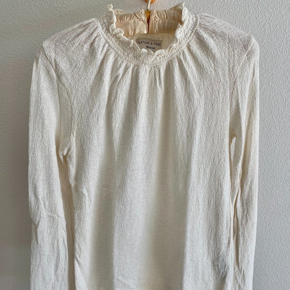 Madewell Texture & Thread Ruffled Mockneck Top